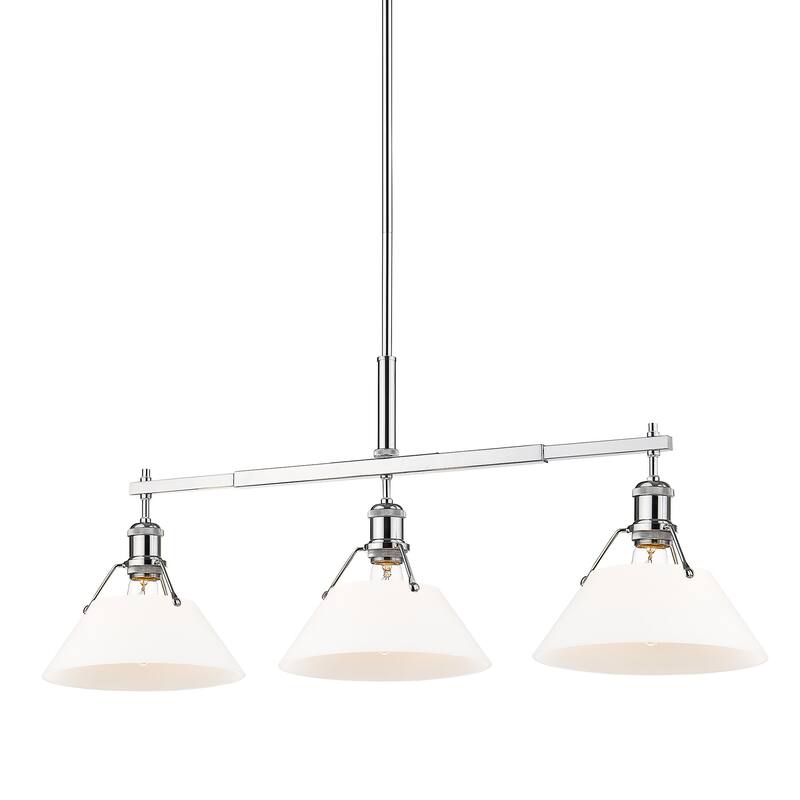 Yep by Golden Lighting Orwell 3-light Island Light in Chrome and Opal Glass - Silver