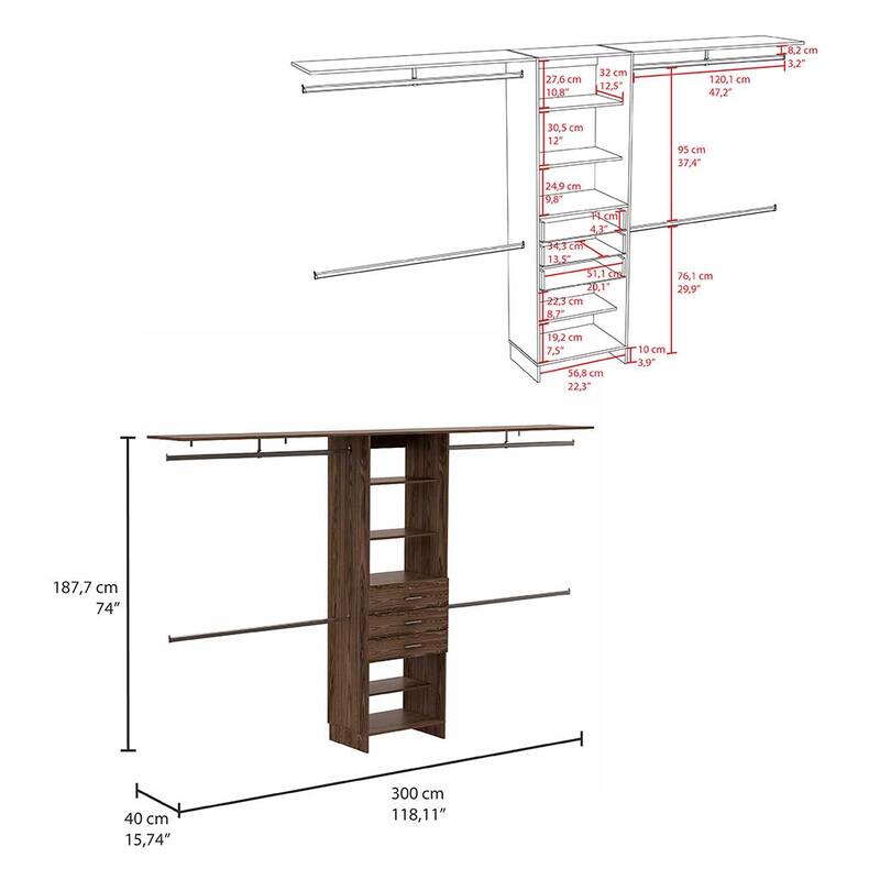 TUHOME Plego Closet Organization System, with Open & Closed Storage