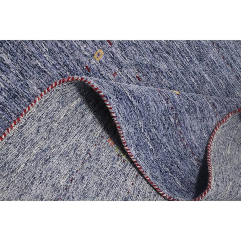 Hand Knotted Oriental 100% Wool Carpet Tribal Animal Pictorial Navy Blue & Blues Gabbeh Area Rug - 9' 9'' X 9' 9''