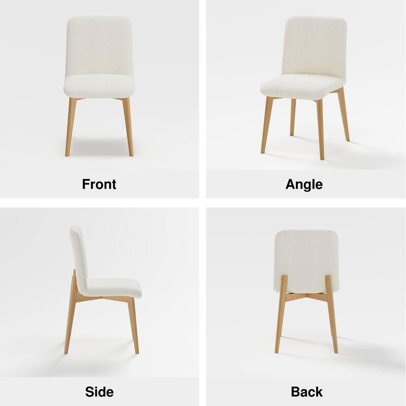 2Pcs Upholstered Dining Chairs Modern Fabric Kitchen Chairs with Padded Seat & Sturdy Wood Legs Side Chairs