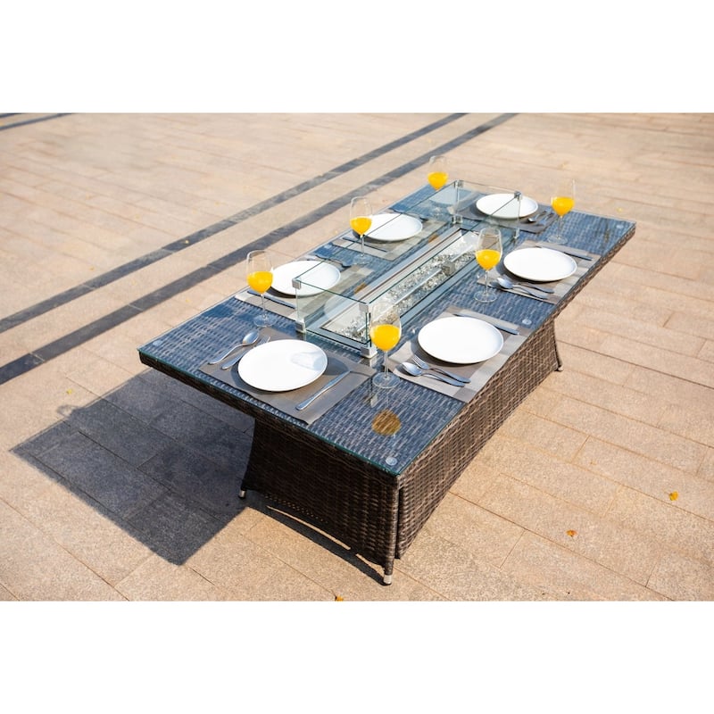 Outdoor Wicker Gas Fire Pit Table by Moda Furnishings