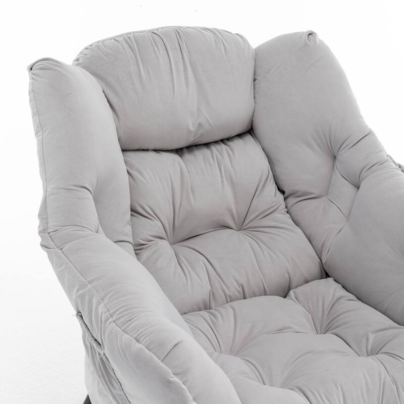 Velvet Recliner Chair with Matching Ottoman, Upholstered Accent Chair Armchair, Lounge Chaise Chair with Footrest