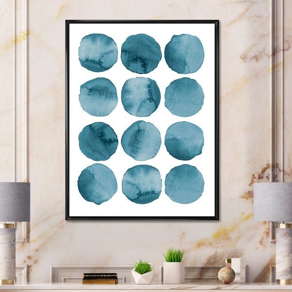 Designart 'Aquamarine Circles Blue Geometric Elements' Modern Framed Canvas Wall Art Print. Opens flyout.