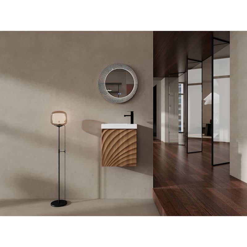 18.5" Wall-Mounted Bathroom Vanity with Resin Sink, Soft Closed Single Door