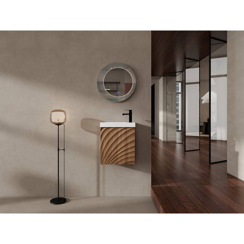 GDFStudio - Helsinki 18.5" Modern Wall-Mounted Bathroom Vanity Set with Resin Sink, Soft Closing Door & Antirust Hardware