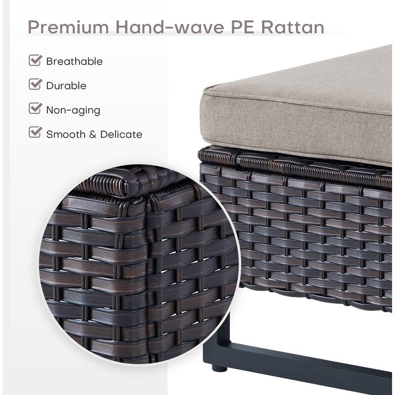 Wicker Patio Conversation Set with Cushion and Table