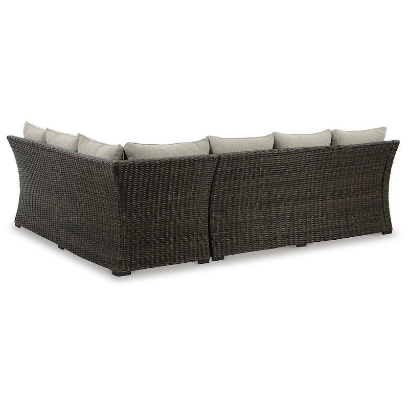 Signature Design by Ashley Brook Ranch Brown Outdoor Sofa Sectional/Bench with Cushion (Set of 3)
