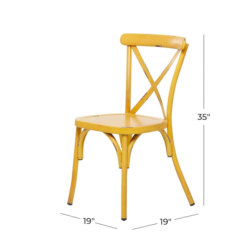 Iron Farmhouse Outdoor Dining Chair (Set of 2) - 22 x 19 x 35