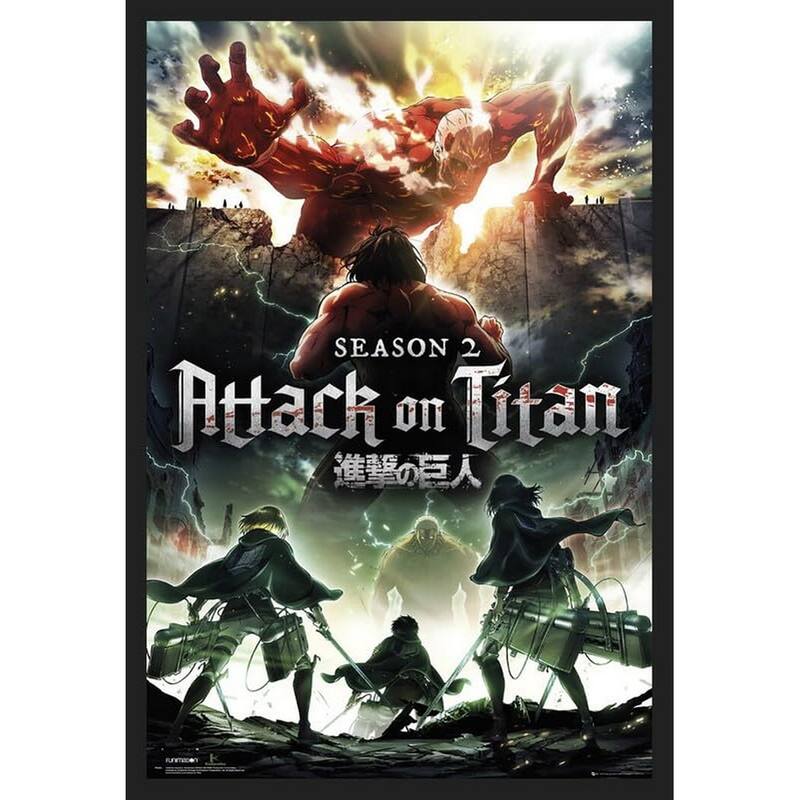 Attack on Titan Season 2 Framed Poster - 24 x 36 Inch