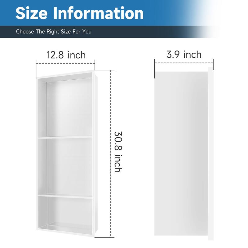 WIZ 12.8-inch W x 30.8-inch H x 4-inch D Stainless Steel Shower Niche - N/A