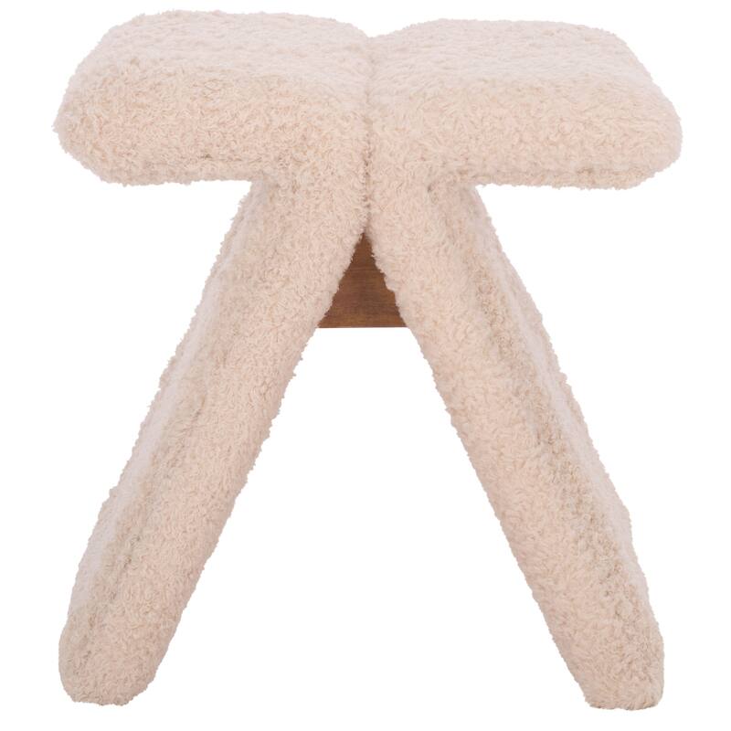 SAFAVIEH Couture Tessabella Teddy Fabric Ottoman - Ivory