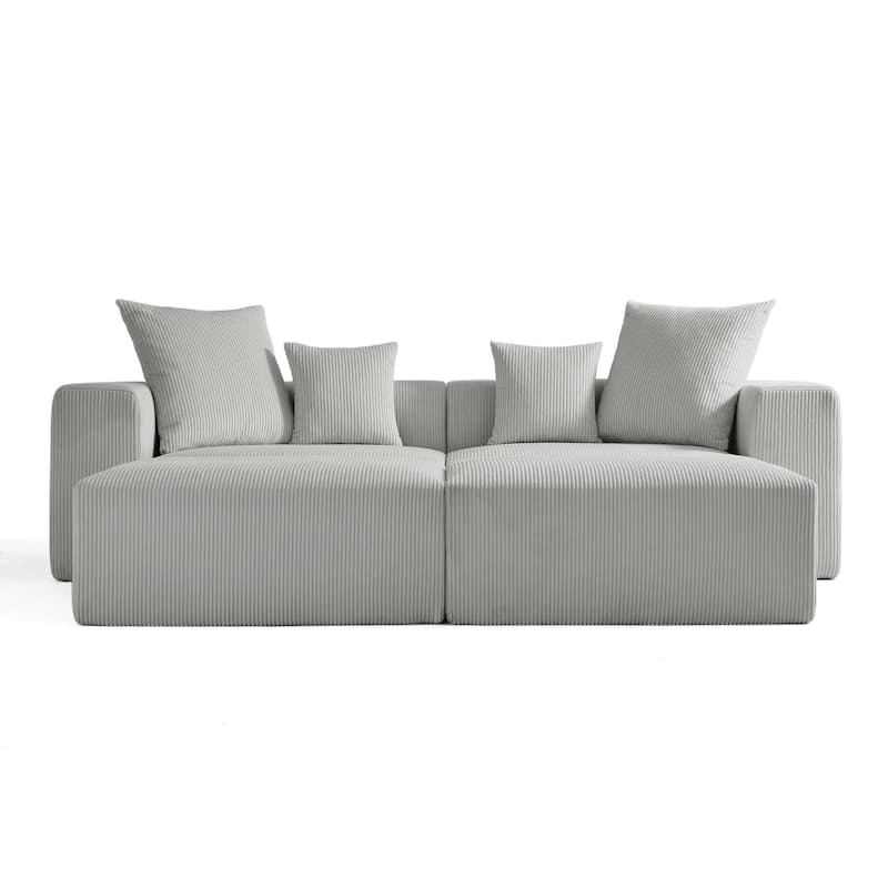 Corduroy Upholstered Modular Sectional Sofa with Ottoman
