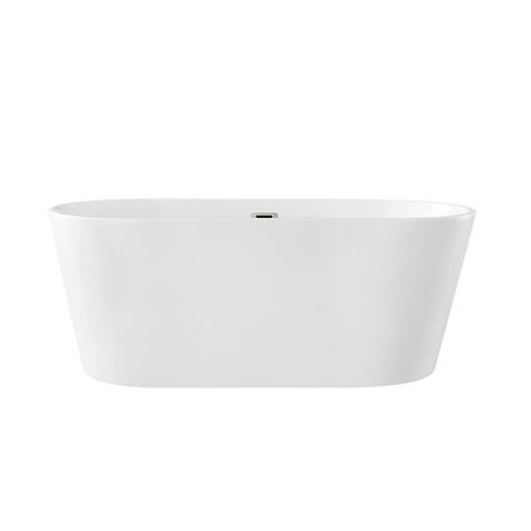 OVE Decors Valetta 59 in. Seamless White Acrylic Freestanding Oval Bathtub
