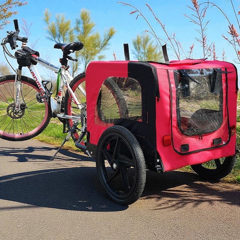 Heavy Duty Foldable Pet Bike Trailer - Dog & Cargo Carrier with 16-Inch All-Terrain Wheels and Universal Hitch