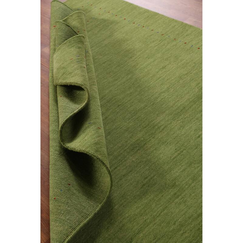 Hand Knotted Oriental 100% Wool Carpet Tribal Animal Pictorial Green Gabbeh Area Rug - 7' 6'' X 5' 2''