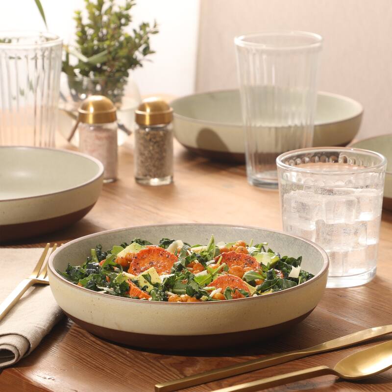 Gibson Elite William Crest 4 Piece Dinner Bowl Set, 8.5" Round Stoneware Reactive Glaze Finish, Large Soup, Pasta & Salad Bowls