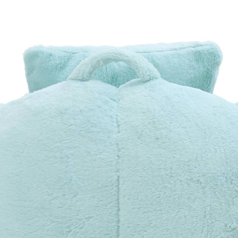 Faux Fur Bean Bag Chair with Ottoman, Giant Bean Bag Chairs for Adults, Shell-Shaped Lounge Floor Sofa with Filler