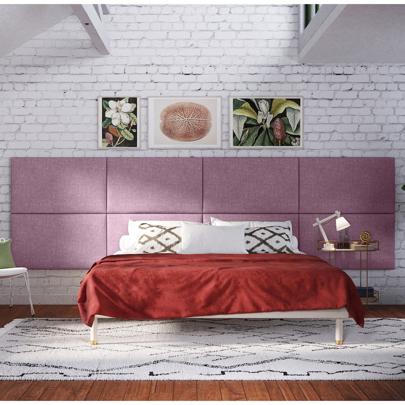 Jaxx Panelist Padded Headboard - Set of 2 Wall Panels - Microvelvet Plum - King