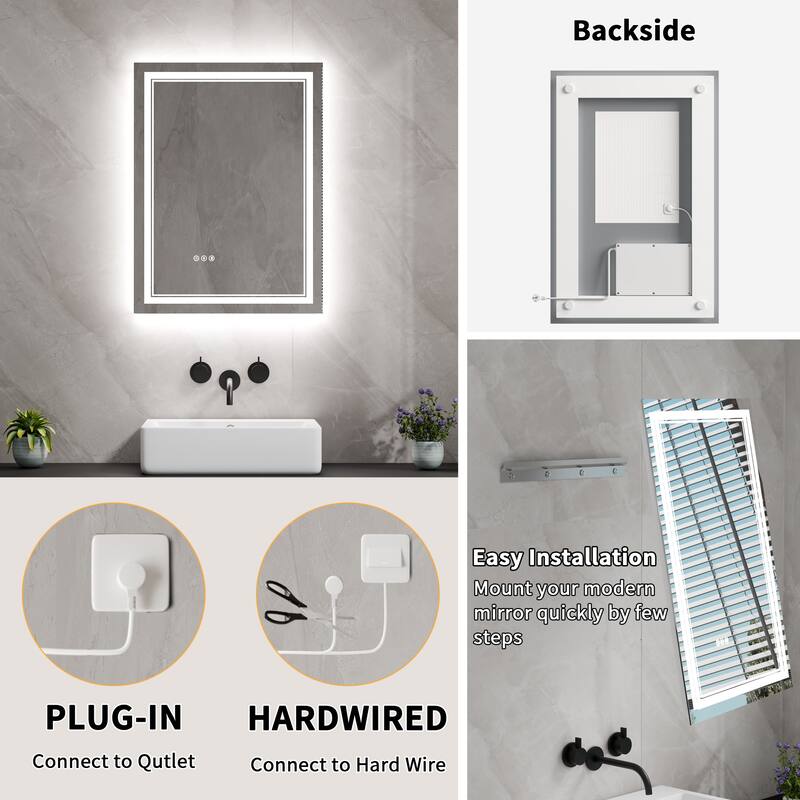 Modland Small Size LED Bathroom Mirror Back & Front Lighted Anti-Fog