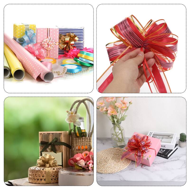 10pcs 8 Inch Large Pull Bow Organza Gift Wrapping Bows Ribbon