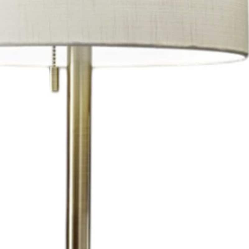 Metal Floor Lamp with White Fabric Cylinder Shade Pull Chain - 13” x 13” x 60.5” (D x W x H)