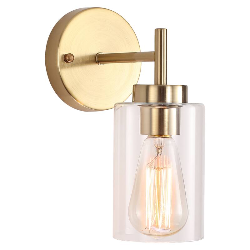 1-Light Modern Bathroom Vanity Light with Clear Glass Shades, Classic Wall Sconces for Dining Room Living Room