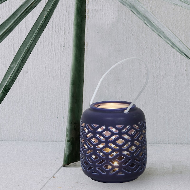 5.5In Led Birds Eye Ceramic Lantern