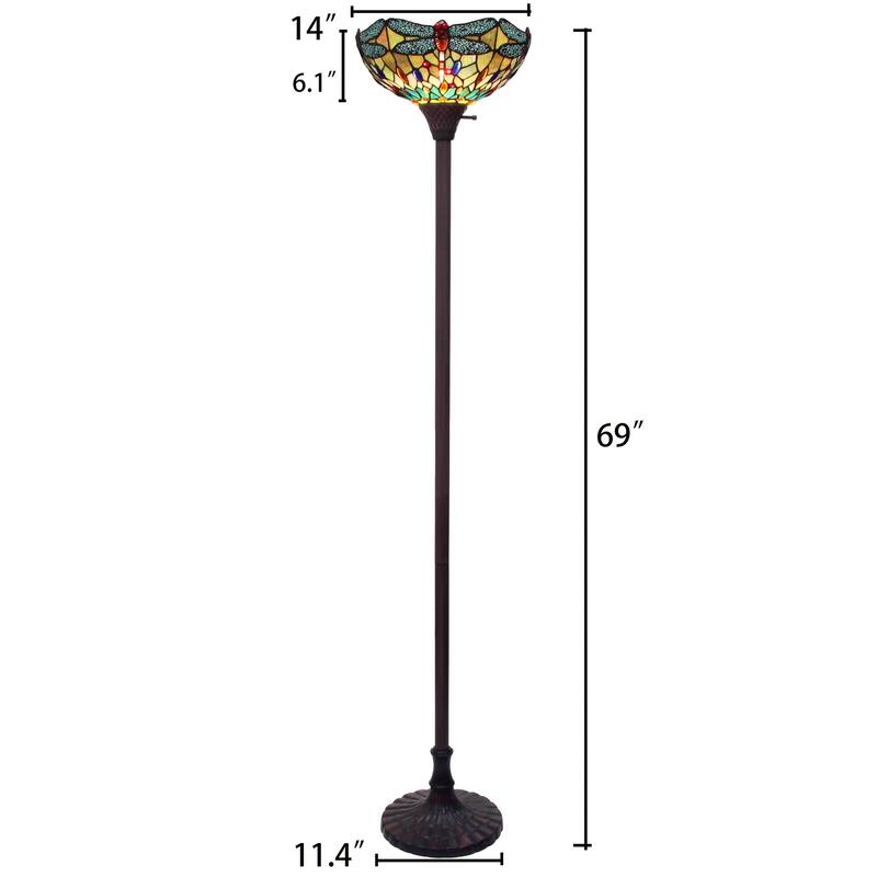Tiffany-Style Dragonfly Design 1-light Dark Bronze Floor Lamp