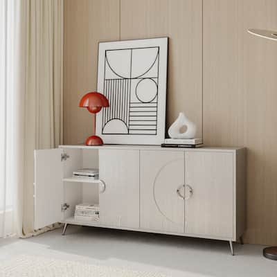 Wooden Accent Storage Cabinet Sideboard/Buffet Coffee Bar Cabinet with Adjustable Shelves for Dining Living Room Entry Hallway