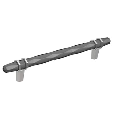London 6-5/16 in (160 mm) Center-to-Center Black Chrome/Polished Chrome Cabinet Pull
