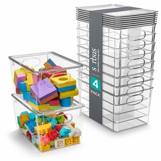 Sorbus Large Storage Clear Containers with Lids Toy Bins and Organizers - 8 Pk