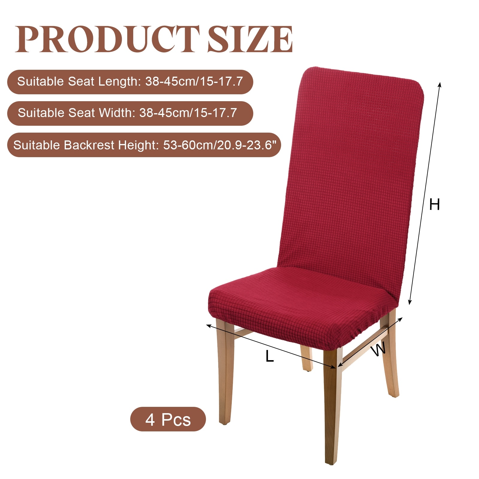 Dining Room Chair Cover, Soft Stretch Removable Parson Chair Slipcover Seat Protector Cover for Home Kitchen Hotel Restaurant