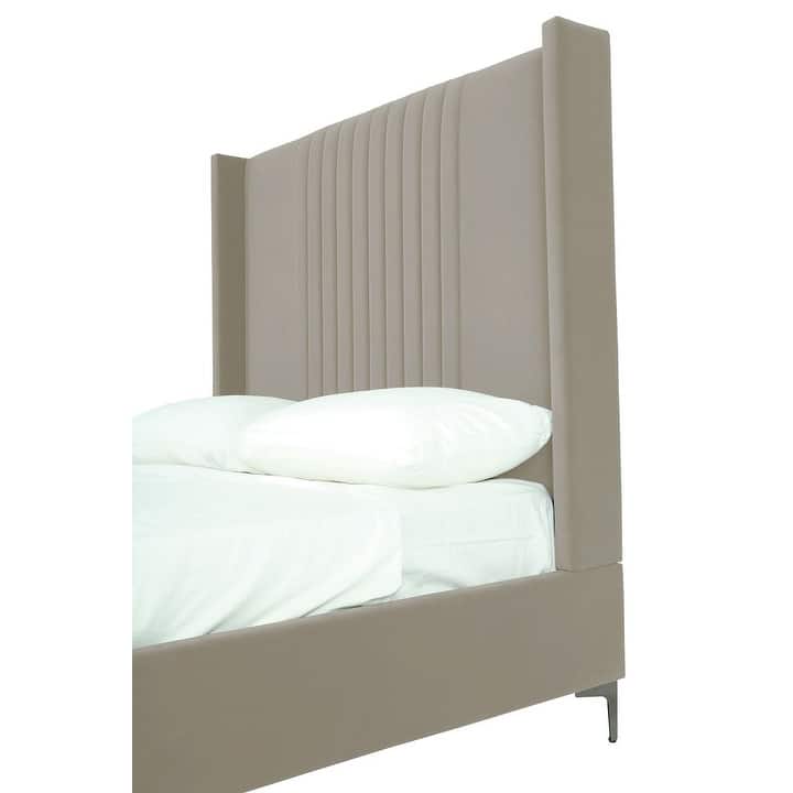 Manhattan Comfort Promenade Mid-Century Modern Velvet Upholstered Bed