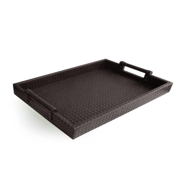 Leather Tray with Handles - Brown