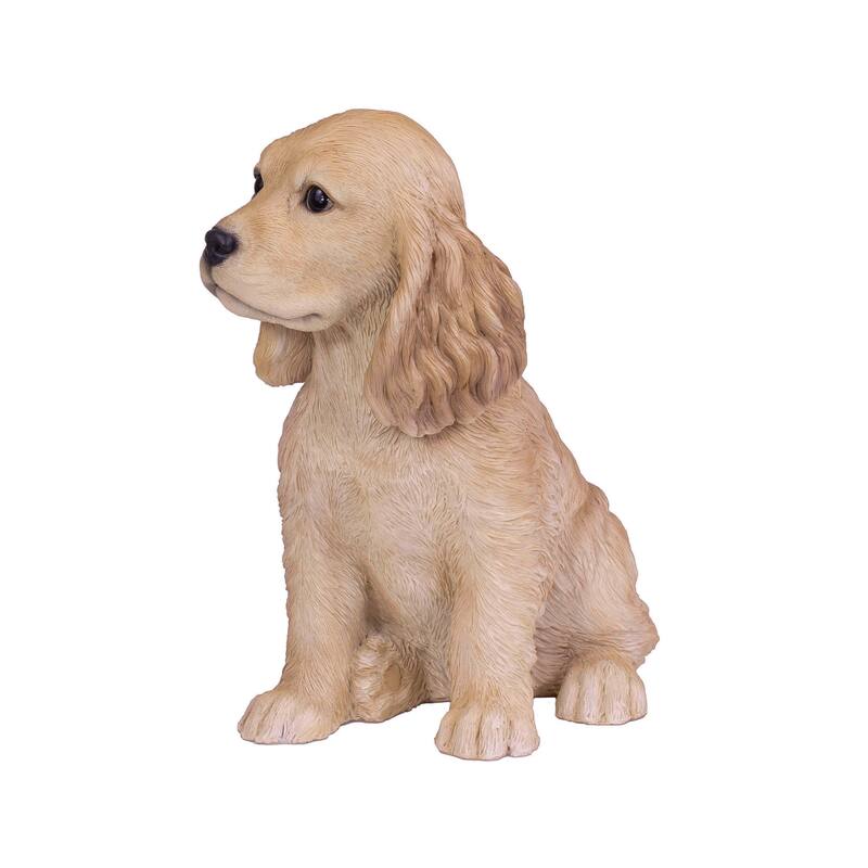 Sitting Golden Cockapoo Puppy Outdoor Garden Statue- 12.5"