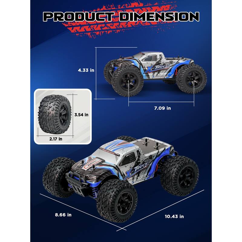 EROMMY 1:16 Fast RC Car for Kids and Adults, 4WD 40KM/H Waterproof All-Terrain Remote Control Truck with 2 Batteries