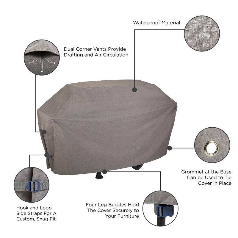 Modern Leisure Garrison Waterproof 5-6 Burner Grill Cover, 73" W x 25" D x 44.5" H, Heather Gray, Model