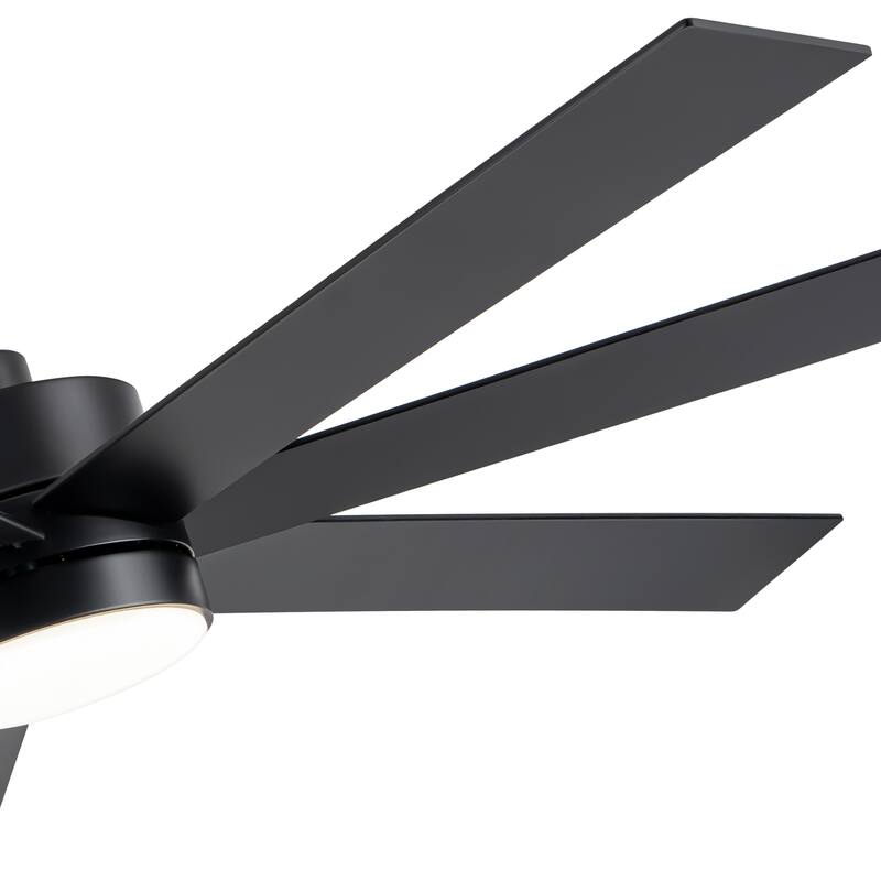 60" Modern Reversible 7-Blade LED Ceiling Fan with Remote and Light Kit