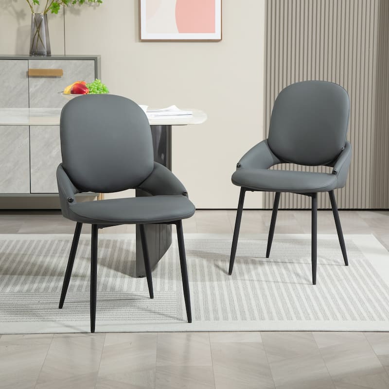 XINMICS Faux Leather Upholstered Dining Chairs Set of 2/4/6 - Set of 2 - Grey