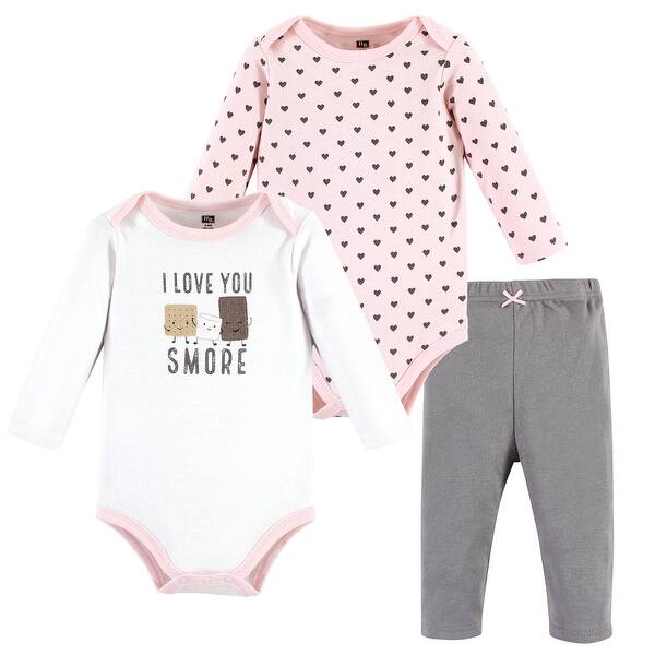 slide 1 of 1, Hudson Baby Infant Girl Long-Sleeve Bodysuits and Pants, Love You Smore 0-3 Months - Love You Smore