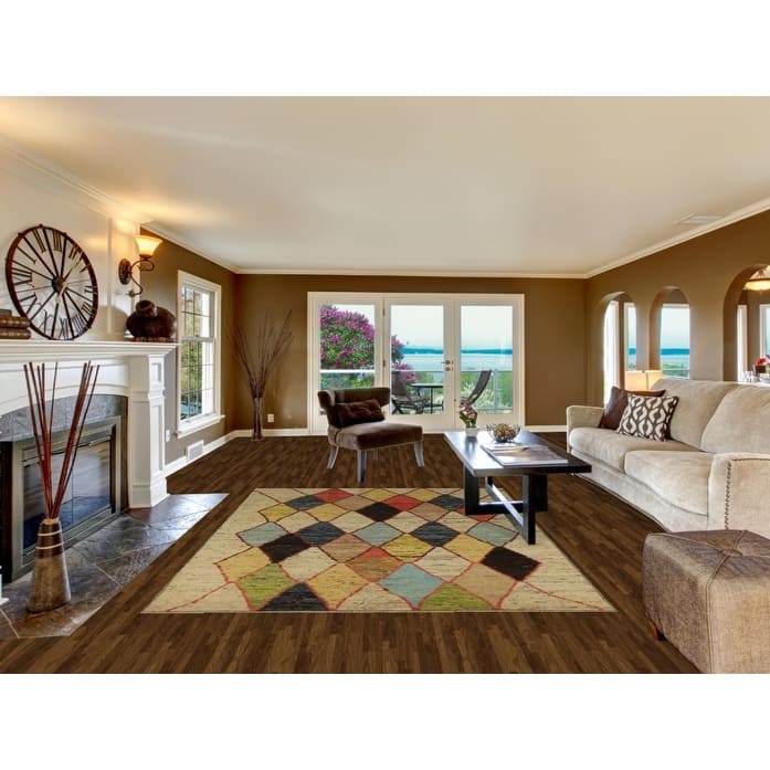 Trellis Moroccan Oriental Area Rug Hand-Knotted Modern Wool Carpet - 6'7" x 9'0"