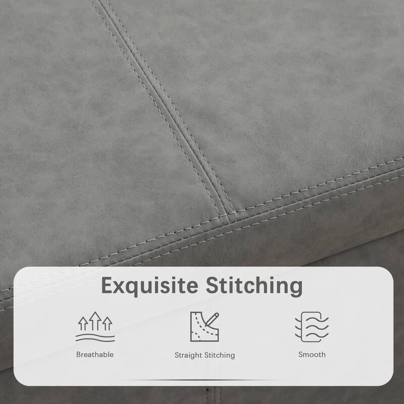 50.3" x 17.50" x 18" Upholstered Rectangular Storage Ottoman-Faux Leather