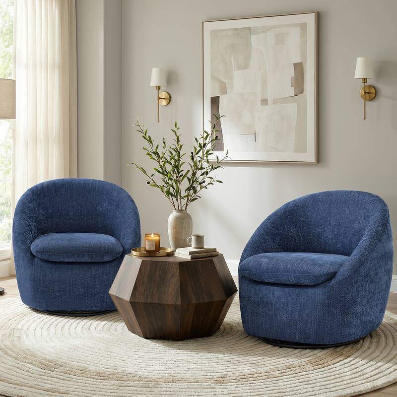 360° Swivel Chenille Upholstered Barrel Accent Chair Armchair - 30.3"W x 28.7"D x 29.5"H