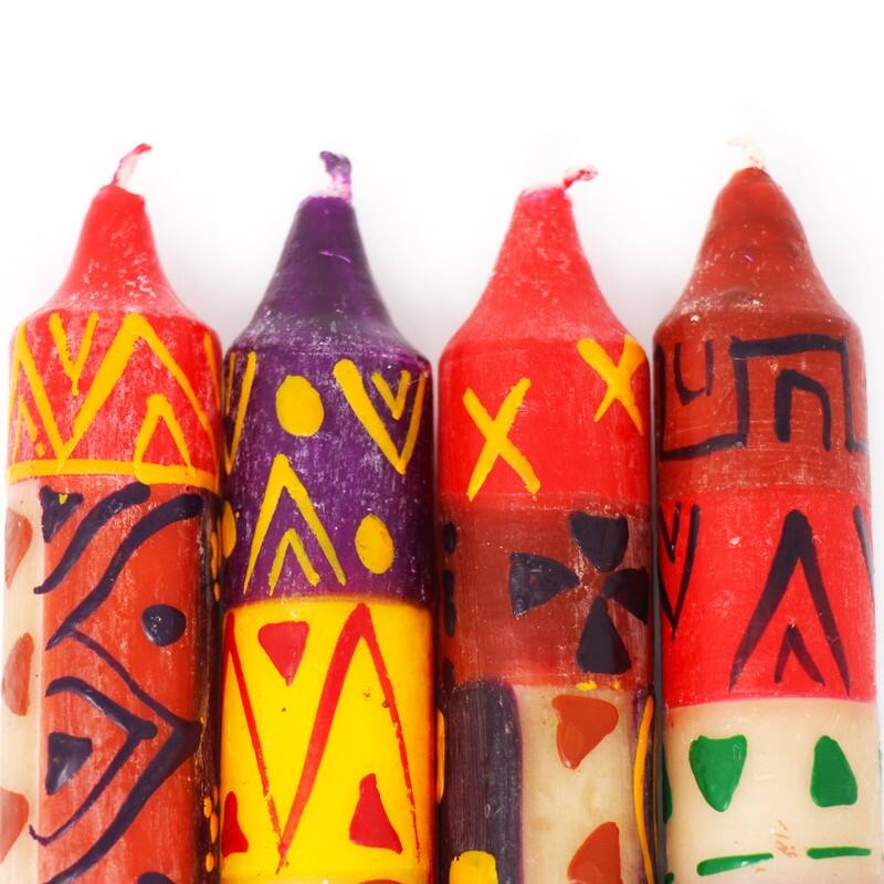 Hand-Painted Unscented 4" Dinner or Shabbat Candles, Set of 4 (South Africa)