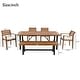 preview thumbnail 8 of 6, Outdoor Wood Dining Set for 7-8 Person, Outdoor Dining Furniture with Removable Cushions, Ergonomic Chairs and Bench
