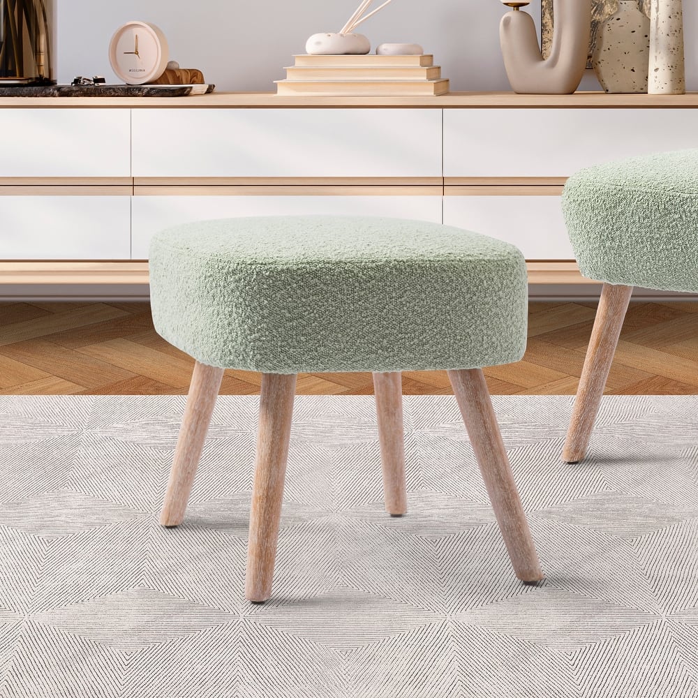 Boucle Polyester Upholstered Ottoman - Stain Resistant