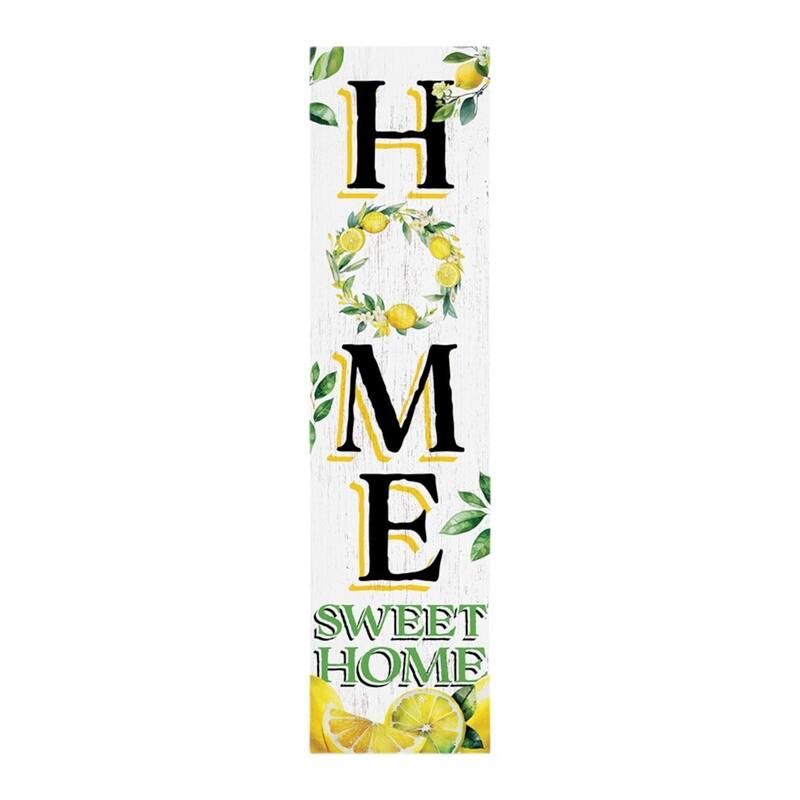 HomeRoots 10" Green White And Yellow Solid Wood Home Sweet Home Porch Sign