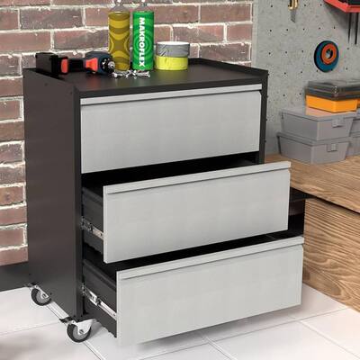 Heavy Duty Rolling Tool Cabinet with 3 Drawers for Garage, Workshop - N/A