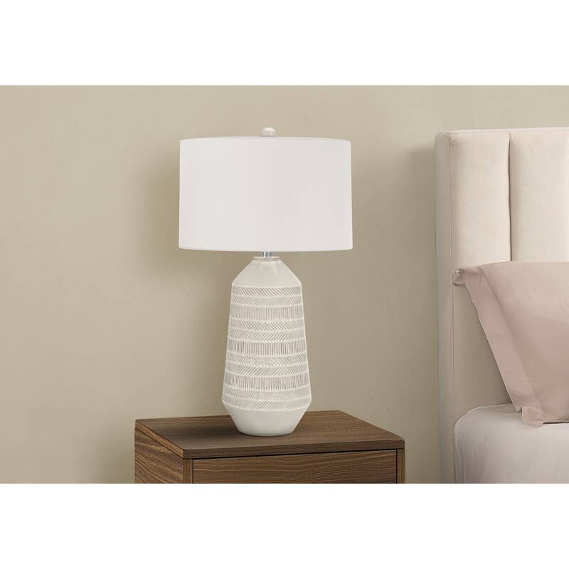 Lighting, 33"h, Table Lamp, Ivory / Cream Shade, Cream Ceramic, Contemporary