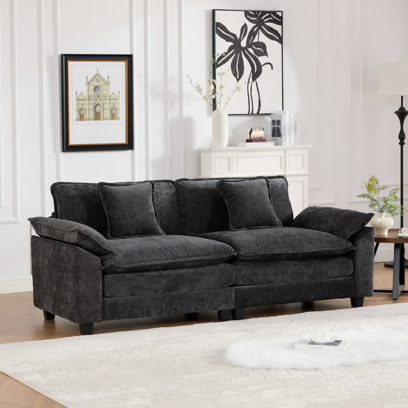 Roomfitters Cloud Loveseat Sofa, Modern Chenille Upholstered 2-Seater with Deep Cushions and Wide Armrests